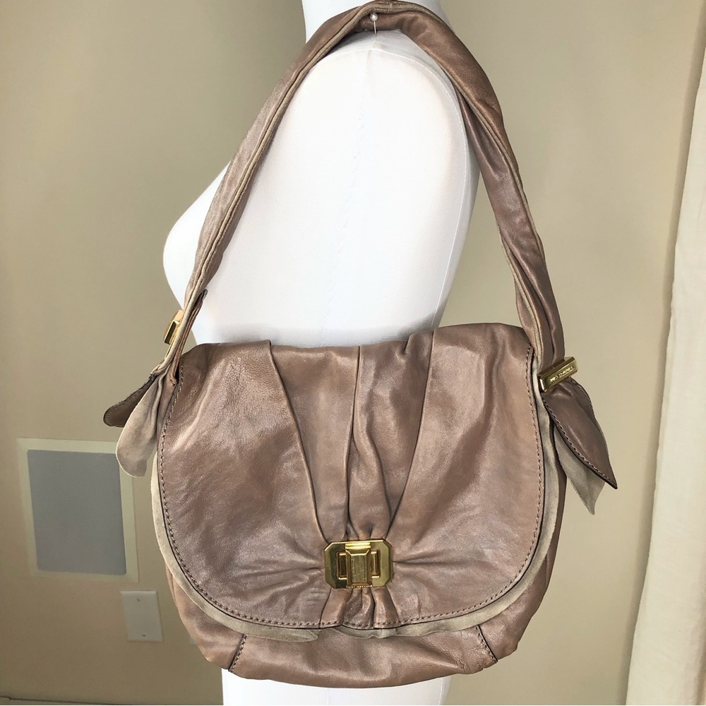 Vintage Juicy Couture Taupe Soft Leather Hobo Shoulder Bag